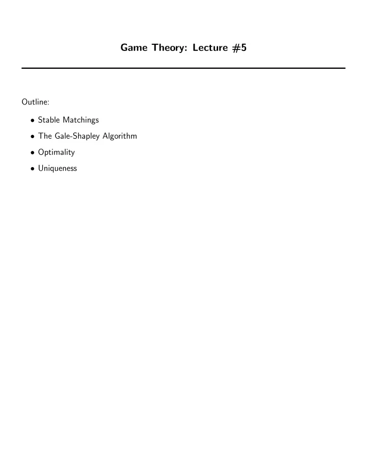game theory lecture 5