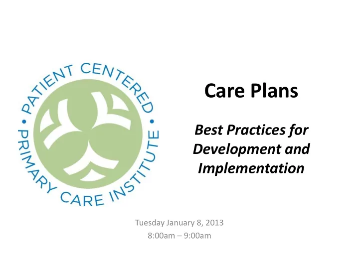 care plans
