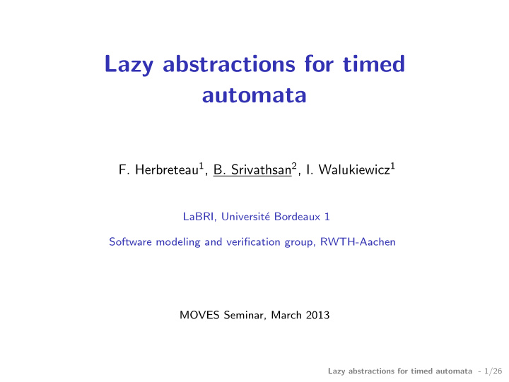 lazy abstractions for timed automata