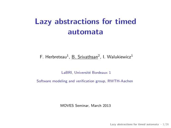 lazy abstractions for timed automata
