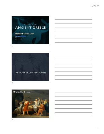 ancient Greece  The Fourth Century Crisis  MEETING 11  The Wars of Hegemony  Socrates and