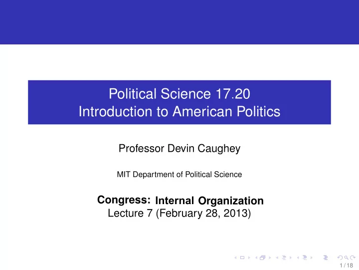 political science 17 20 introduction to american politics