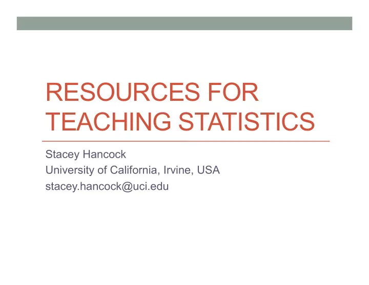 resources for teaching statistics