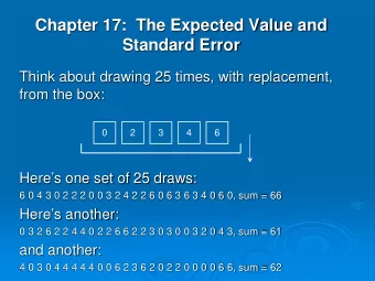 Chapter 17:  The Expected Value and  Standard Error  Think about drawing 25 times, with