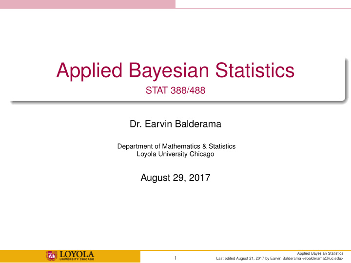 applied bayesian statistics