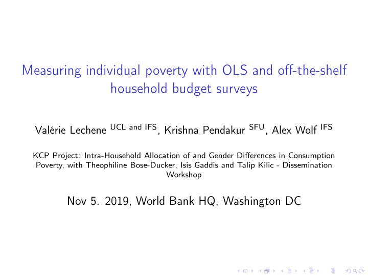measuring individual poverty with ols and off the shelf
