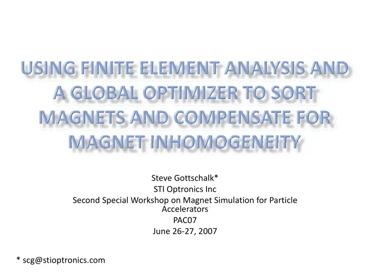 steve gottschalk sti optronics inc second special