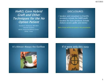 HeRO, Gore Hybrid  DISCLOSURES  Graft and Other  Speaker and consultant to Cryolife  (products