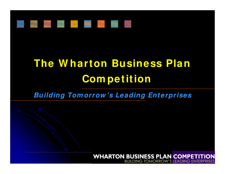 the w harton business plan com petition