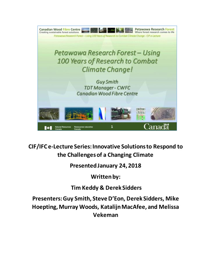 cif ifc e lecture series innovative solutions to respond