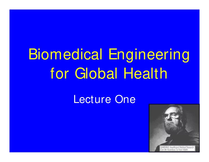 biomedical engineering for global health