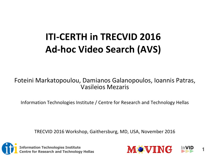 iti certh in trecvid 2016 ad hoc video search avs