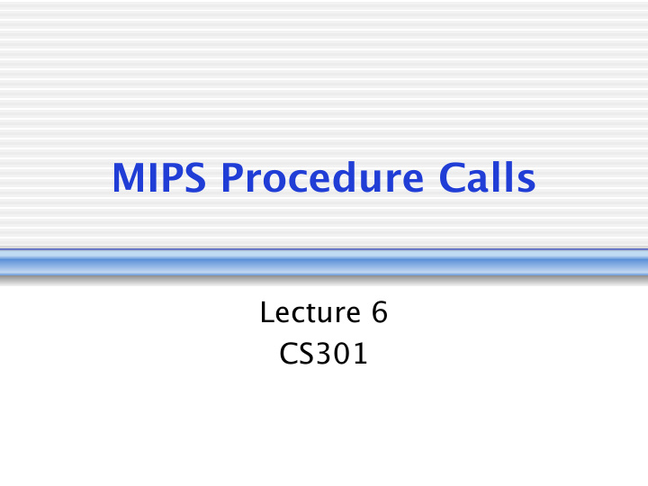 mips procedure calls