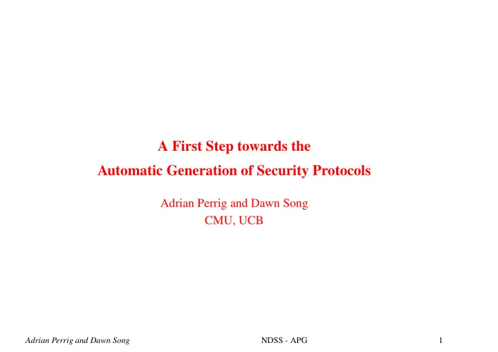 a first step towards the automatic generation of security