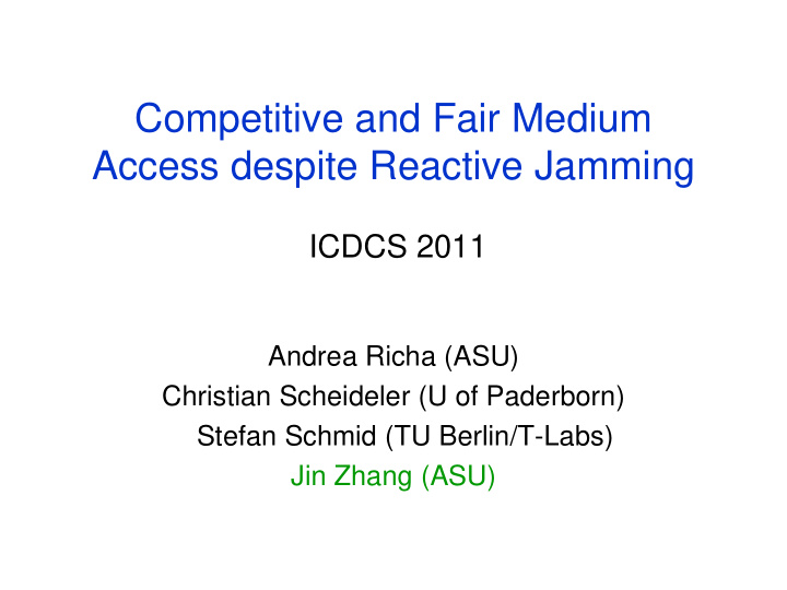competitive and fair medium access despite reactive