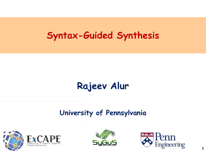 syntax guided synthesis rajeev alur
