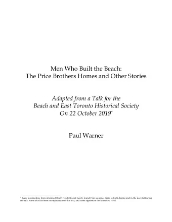 Men Who Built the Beach:  The Price Brothers Homes and Other Stories  Adapted from a Talk for the