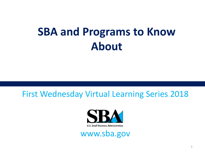 sba and programs to know about