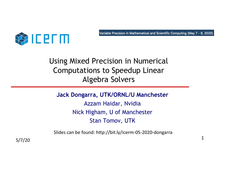 using mixed precision in numerical computations to