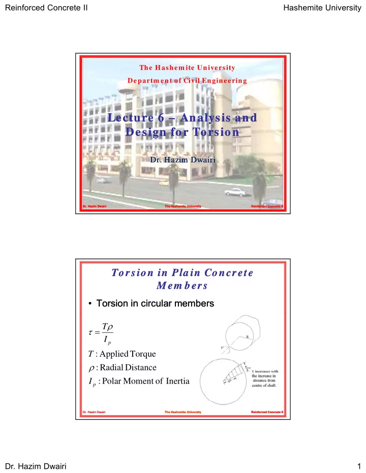 lecture 6 lecture 6 analysis and analysis and design for