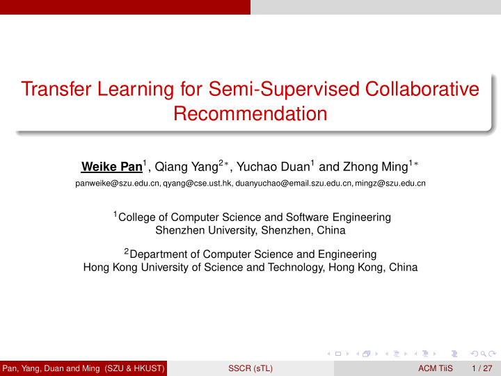 transfer learning for semi supervised collaborative