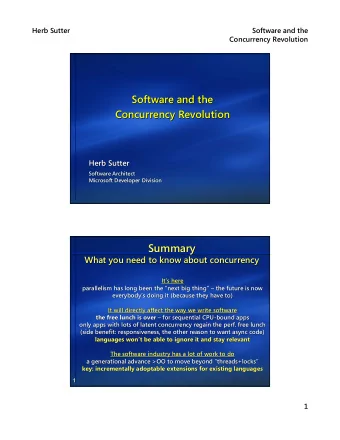 Summary  Summary  What you need to know about concurrency  What you need to know about concurrency