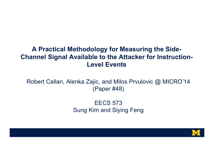 a practical methodology for measuring the side channel