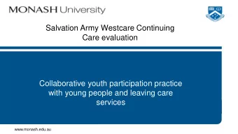 Salvation Army Westcare Continuing  Care evaluation  Collaborative youth participation practice