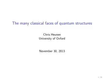 The many classical faces of quantum structures  Chris Heunen  University of Oxford  November 30,