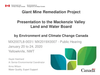Presentation to the Mackenzie Valley  Land and Water Board  by Environment and Climate Change