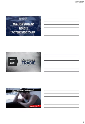 MILLION DOLLAR  TRADIE  SYSTEMS BOOTCAMP  MODU  DULE  LE 1  SYST  STEMS  MS  MINDSE  DSET  1