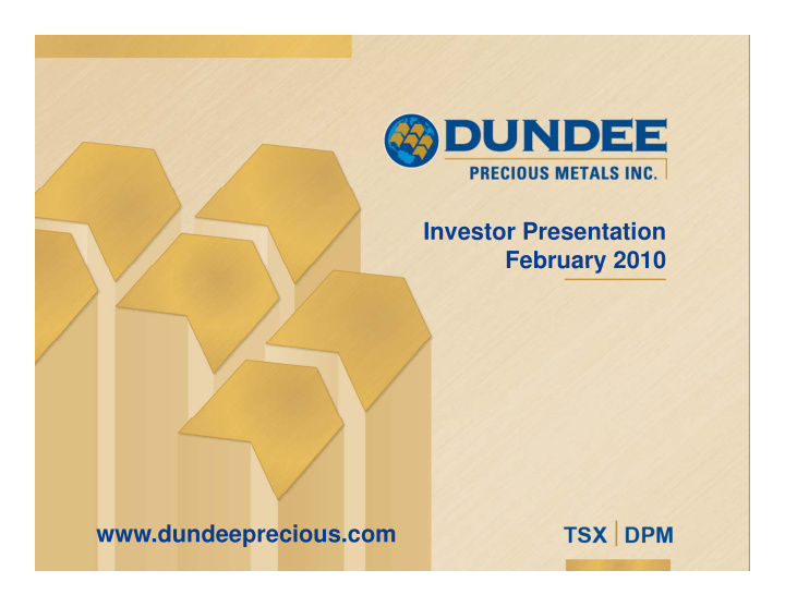 investor presentation february 2010 february 2010 www