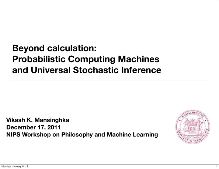beyond calculation probabilistic computing machines and