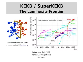 KEKB / SuperKEKB  The Luminosity Frontier  (number of events/unit time)  = (cross section) X