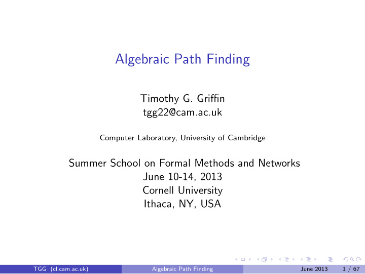algebraic path finding