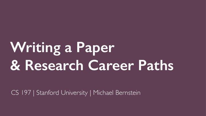 writing a paper research career paths