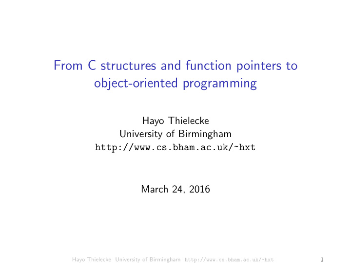 from c structures and function pointers to object