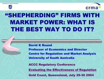 SHEPHERDING FIRMS WITH  SHEPHERDING FIRMS WITH  MARKET POWER: WHAT IS  MARKET POWER: