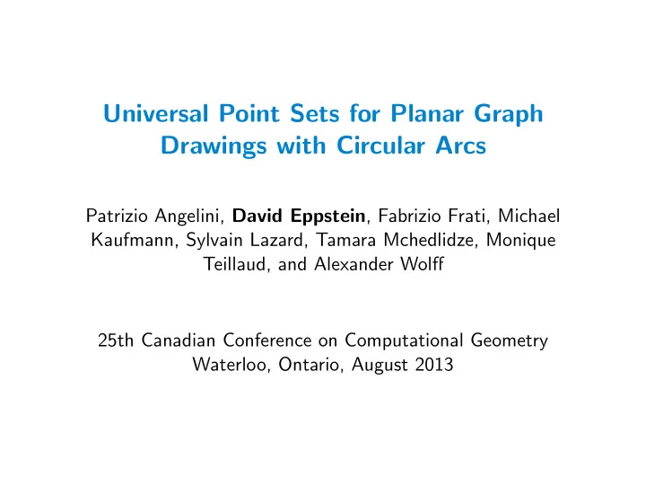 universal point sets for planar graph drawings with