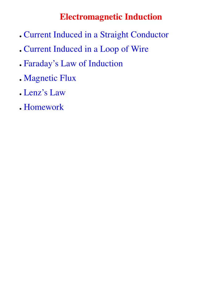 electromagnetic induction current induced in a straight