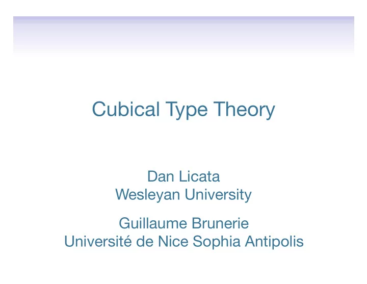 cubical type theory