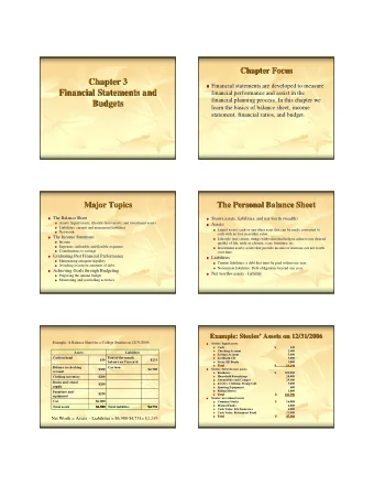 Chapter 3  Chapter 3  Financial statements are developed to measure  Financial statements are