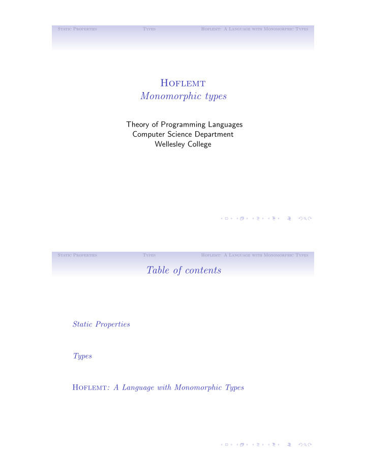 hoflemt monomorphic types