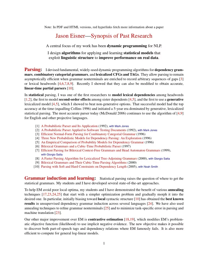 jason eisner synopsis of past research