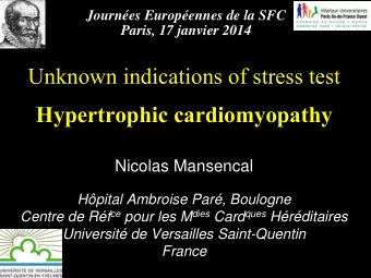 Hypertrophic cardiomyopathy Nicolas Mansencal  Hpital Ambroise Par, Boulogne Centre de Rf ce