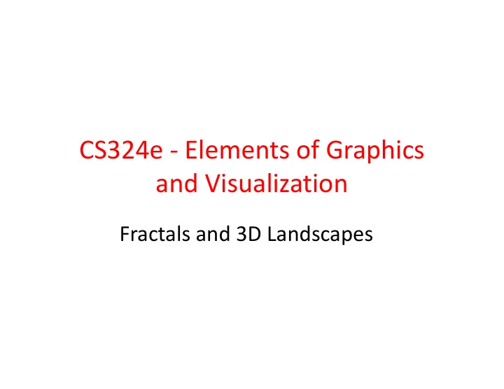 cs324e elements of graphics and visualization