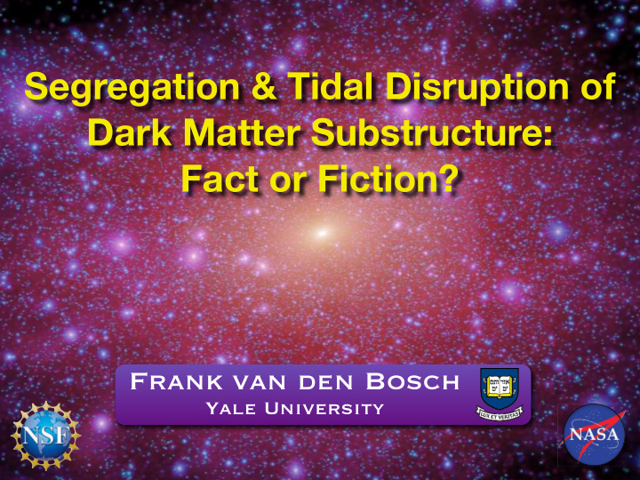 segregation tidal disruption of dark matter substructure