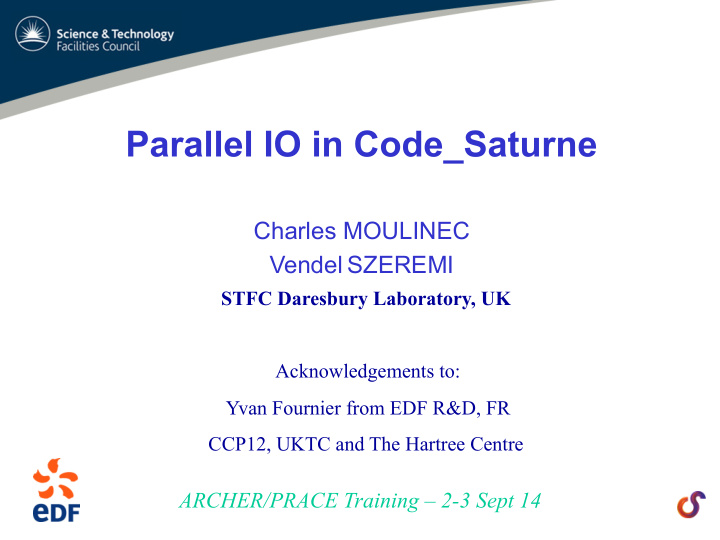 parallel io in code saturne