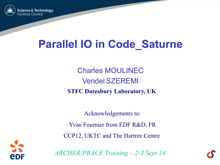 parallel io in code saturne