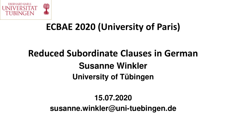 ecbae 2020 university of paris reduced subordinate